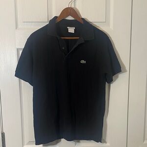 Lacoste Black Polo with Green Crocodile Logo 5 is L/XL golf tennis preppy